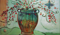 Berries in Earthy Vase