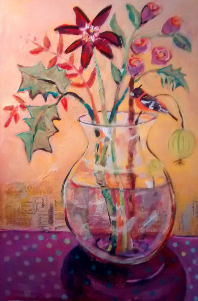 painting 'Julie's Vase With Bird'