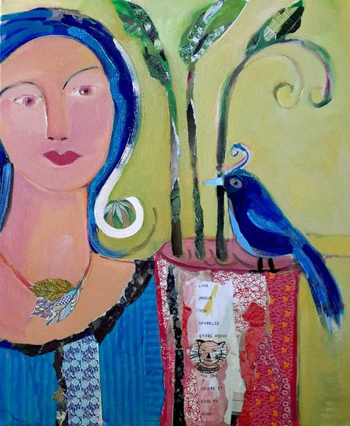 painting 'Blue Hair Blue Bird'