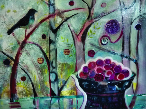 painting 'Plums by the River'